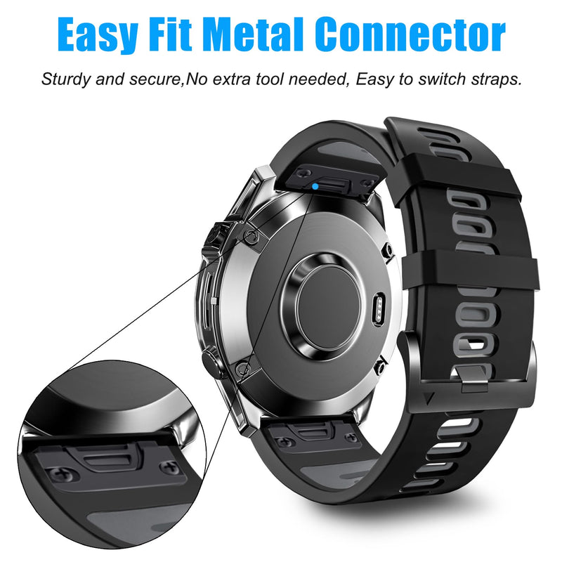 ZPJPPLX 26mm Easy Fit Watch bands For Fenix 8 51mm 7X Pro 6X 5X,Soft Silicone Sport Straps Compatible for Garmin Epix Pro 51mm/Tactix7 AMOLED/Fenix 6X Pro/Fenix 5X Plus/Enduro3 2/Descent Mk2i/3i 51mm 3 Pack1
