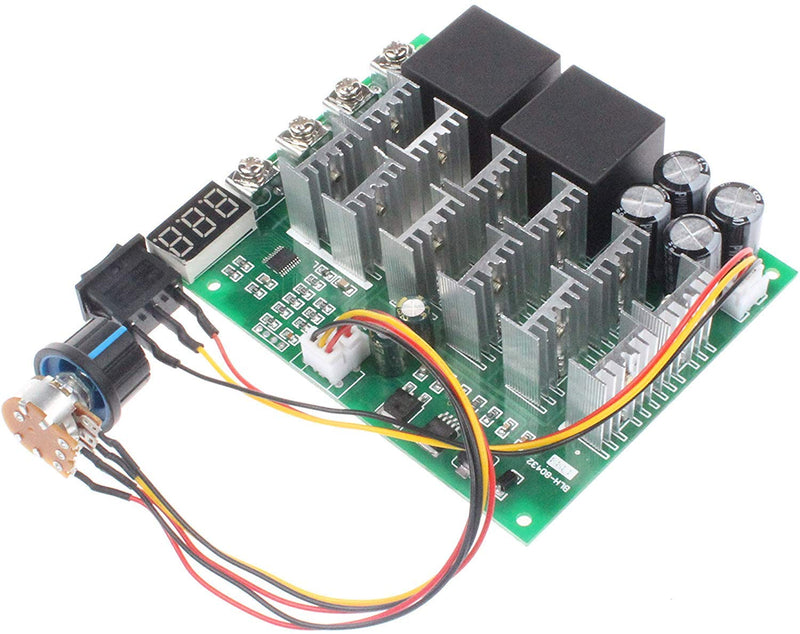 RUIZHI PWM Motor Speed Controller 60A DC 10V-55V 12V 24V 36V 48V Digital Display 100A Maximum Brush DC Motor Controller - Third Gear Forward Reverse Stop