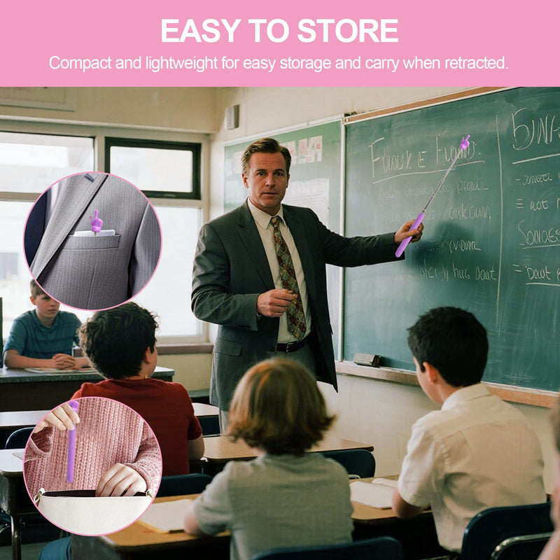 3Pcs Telescopic Teachers Pointer, Extendable Hand Pointer Finger Pointer Stick, Mini Retractable Classroom Pointer for Elementary School Kindergarten Teacher,Classroom Supplies (3 Colors) 3 Colors