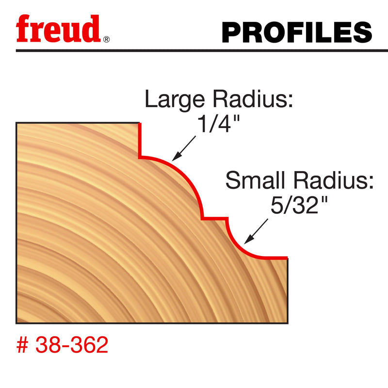 Freud 38-362: 1-1/2" (Dia.) Classical Cove & Bead Bit with 1/2" Shank | 4 Cutters, 2-1/2" Height, 16000 RPM, TiCo Hi-Density Carbide for Maximum Performance - Ideal for Decorative Edging - 38-362