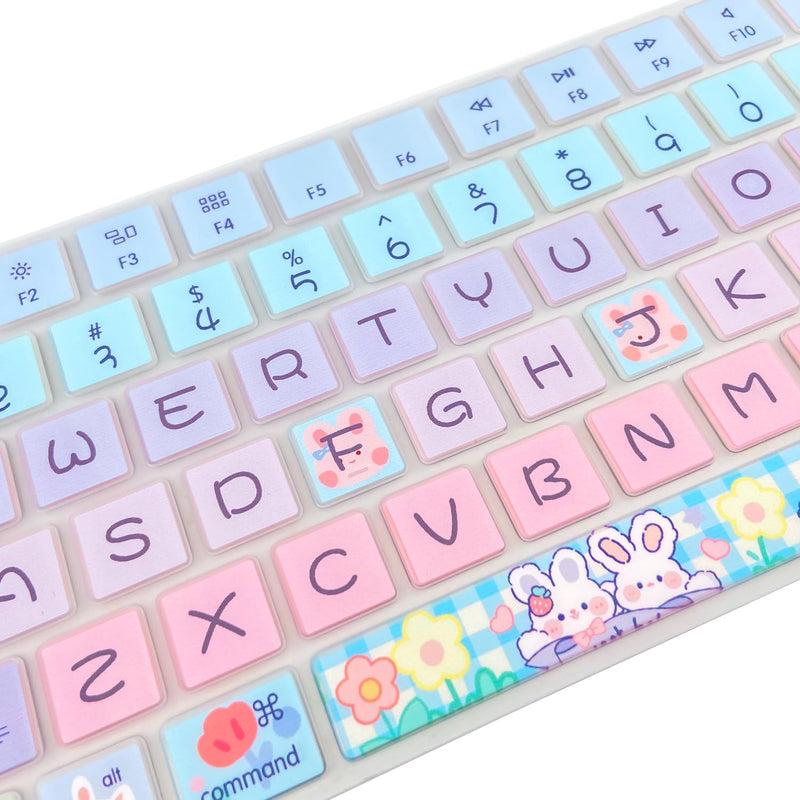 Keyboard Cover Skin for Apple iMac Wireless Magic Keyboard 2nd Gen (Model: A1644 MLA22LL/A) Without Numeric Keypad, Cute Silicone Skin Protector, Cute Bunny