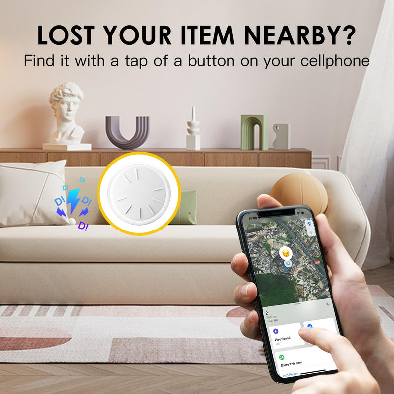 Key Finder 4 Pack, Compatible with Apple Find My (iOS Only), Bluetooth Tracker & Locator for Keys, Luggage, Remotes & More, includes 4 Waterproof Keychains, Long Battery Life, Real-Time Tracking