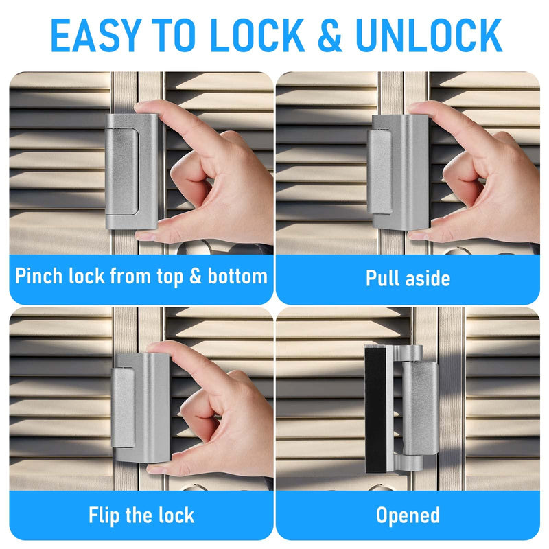 Door Reinforcement Lock, 2PACK Home Security Door Lock Withstands 800 lbs, Childproof Top Door Lock Latch for Toddlers Safety, Inside Night Defender for Inward Swinging Doors 2