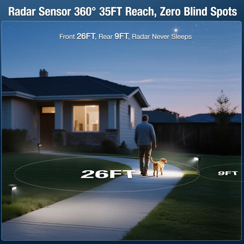 Solar Lights Outdoor, Motion Sensor Outdoor Solar Spotlights Waterproof, Outside Wall Lights, Outdoor Lights Solar Powered for Garden/Patio/Yard/Lawn/Backyard, Warm Yellow Light, 2 Packs Yellow-2 Pack Black