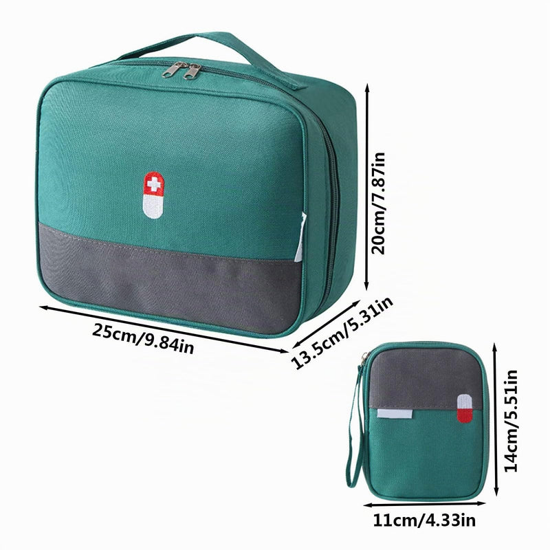 Medicine Bag Pack of 2, First Aid, Travel Pharmacy Home Travel (Green) | Pack of 2 medicine bag, large capacity emergency bag, portable travel pharmacy medicine bag, medicine box Green