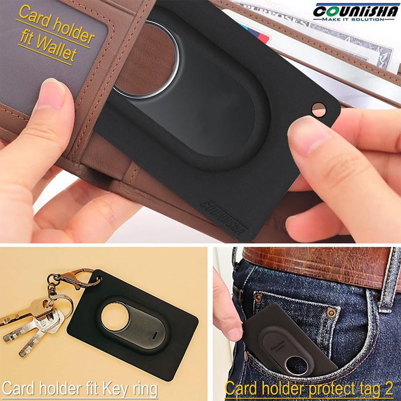 2 pack galaxy tag2 Wallet Holder,Slim Flexible thin Card Case compatible for galaxy tag 2 (2023) tracker for Purse,Clutch bag,handbag,backpack wallet (black) 2 Packs case