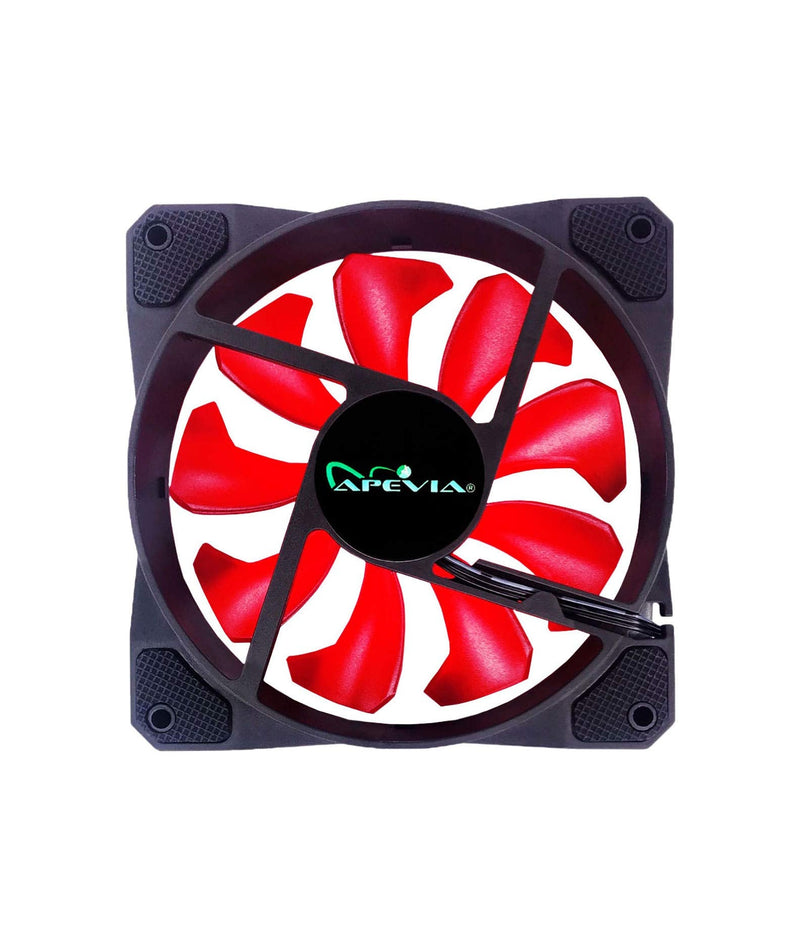 Apevia CO512L-RD Cosmos 120mm Red LED Ultra Silent Case Fan w/ 16 LEDs & Anti-Vibration Rubber Pads (5 Pk)