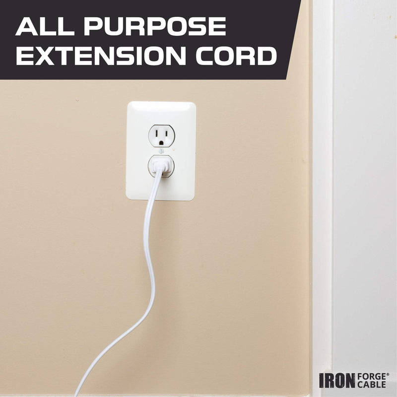 Iron Forge Cable 2 Pack 25 ft White Extension Cord with 3 Outlets - 16/2 SJTW 2 Prong Indoor Extension Cord with Multiple Outlets 25 Foot