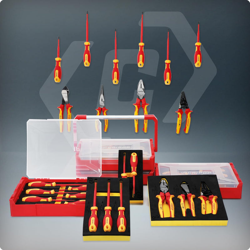 8 Inches Insulated Diagonal Cutters with Tool Storage Box, 1000V Insulated High Leverage Electrician Diagonal Cutting Pliers for Cutting Wires