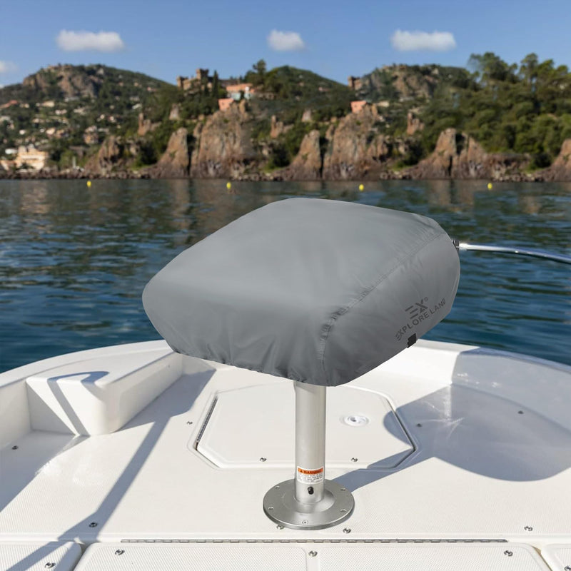 Explore Land Boat Folding Seat Cover - Waterproof 600D Heavy Duty Boat Folding Chair Cover 2 Pack - 18W x 20D x 14H inch, Grey 18"W x 20"D x 14"H Grey - Folding Chair (2 Pack)