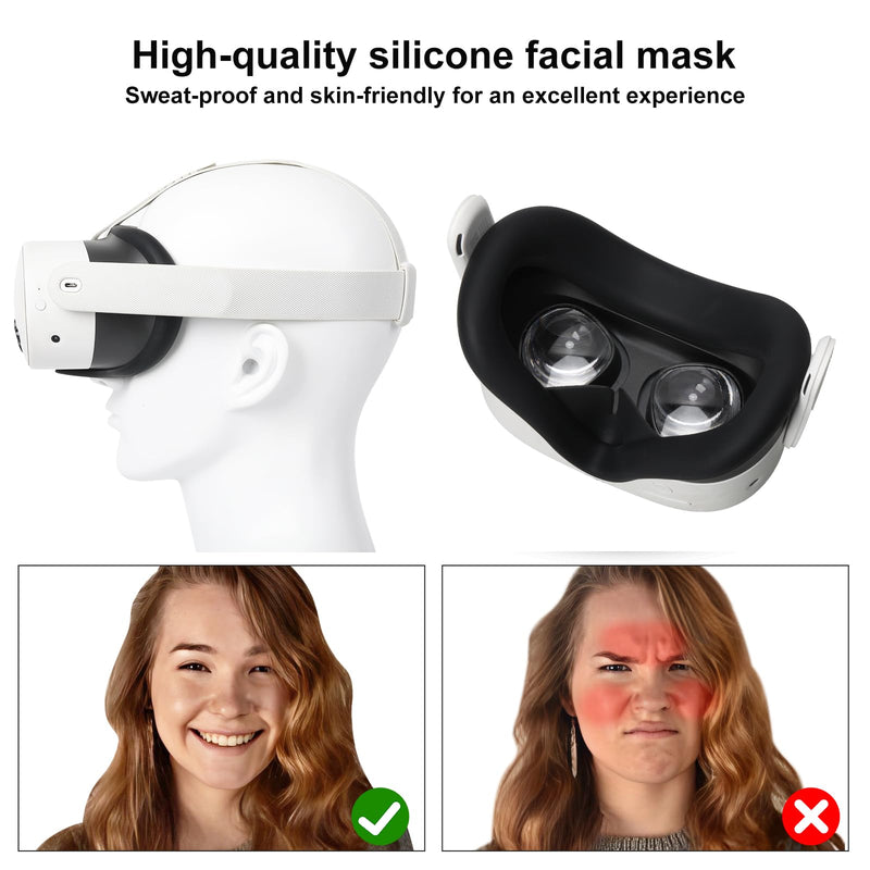 Silicone Face Mask for Meta Quest 3s, Sweat-Proof and Light-Proof Silicone Cover, Comfortable Experience, Enjoy Immersive Virtual Reality