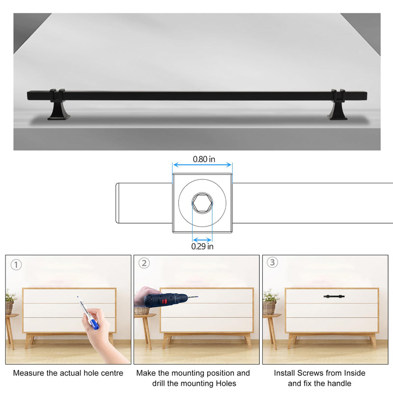 Cabinet Pulls Matte Black Cabinet Handles, 5 Pack 13-4/5 Inch Kitchen Door Cupboard Wardrobe Drawer Handles, Cabinet Hardware Bar Drawer Pulls, 352mm Hole Centers 13-4/5 inch Hole Centers Pull