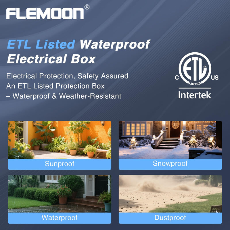 Flemoon [6 Pack] Outdoor Extension Cord Safety Cover with Waterproof Seal, Weatherproof Electrical Connection Box to Protect Outdoor Outlet, Plug, Socket, Christmas Holiday Decoration Light, Green Small Box: 5.3" L x 2" W x 2" H 6