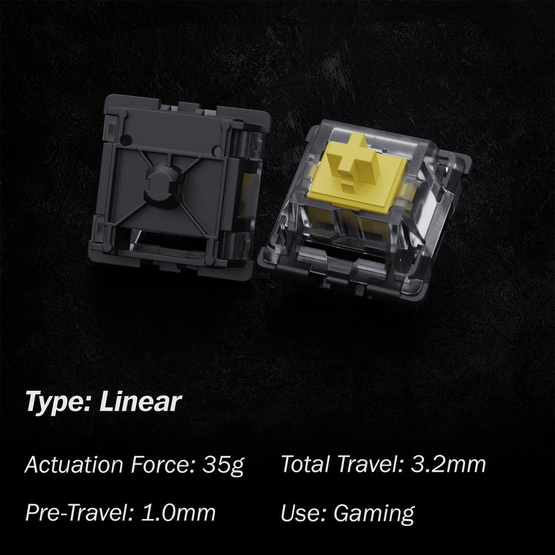 Gateron KS-15 Optical Switches for MX Mechanical Gaming Keyboard | 35g Force | Linear | Clear Top RGB Switches for Backlit Keyboard | (65 PCS, Yellow) 65 Pcs