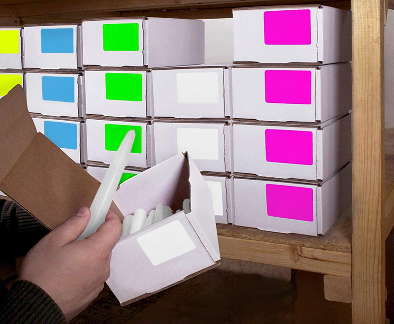ChromaLabel 2 x 3 inch Permanent Color Code Rectangle Labels, 250 Stickers per Roll, Fluorescent Green