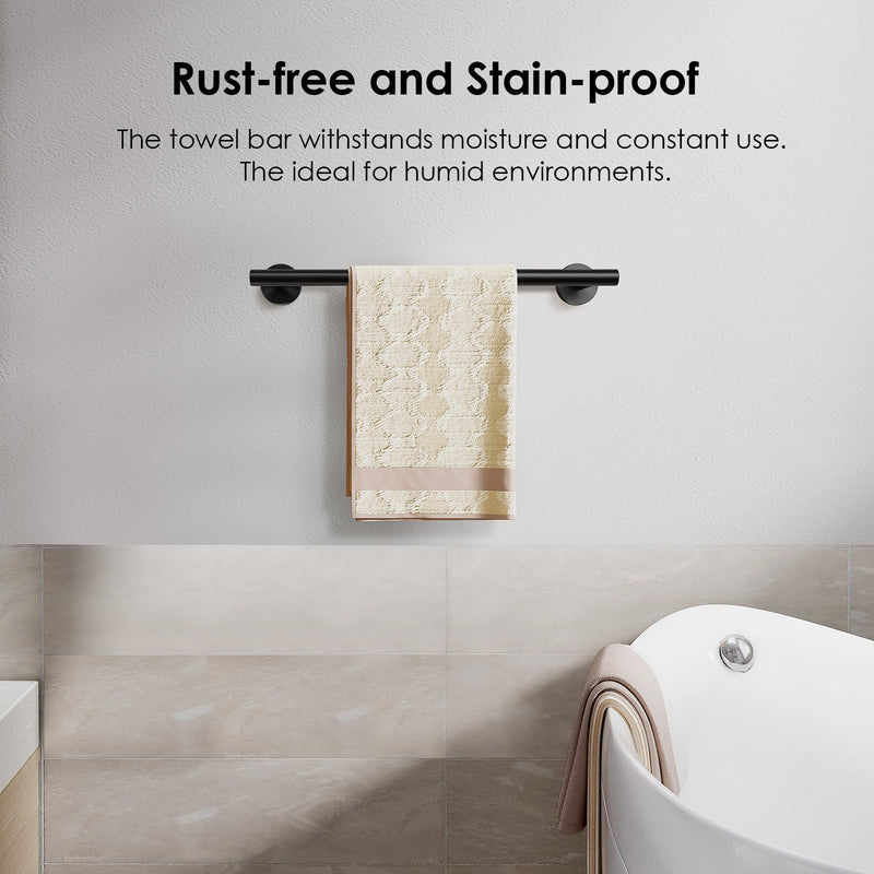 FORIOUS Towel Bar for Bathroom Wall Mounted, 304 Stainless Steel Towel Racks Includes Wall Mounting Hardware, Suitable for Bathroom, RV (Matte Black, 9 Inch) Matte Black 11 Inch Single Bar