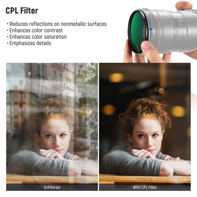 NEEWER 77mm UV/CPL/ND Lens Filter Kit with Hard Shell Storage Case, Multicoated Optical Glass & Aluminum Alloy Frame, UV + Circular Polarizer (CPL) + Neutral Density (ND4) Filter for 77mm Camera Lens