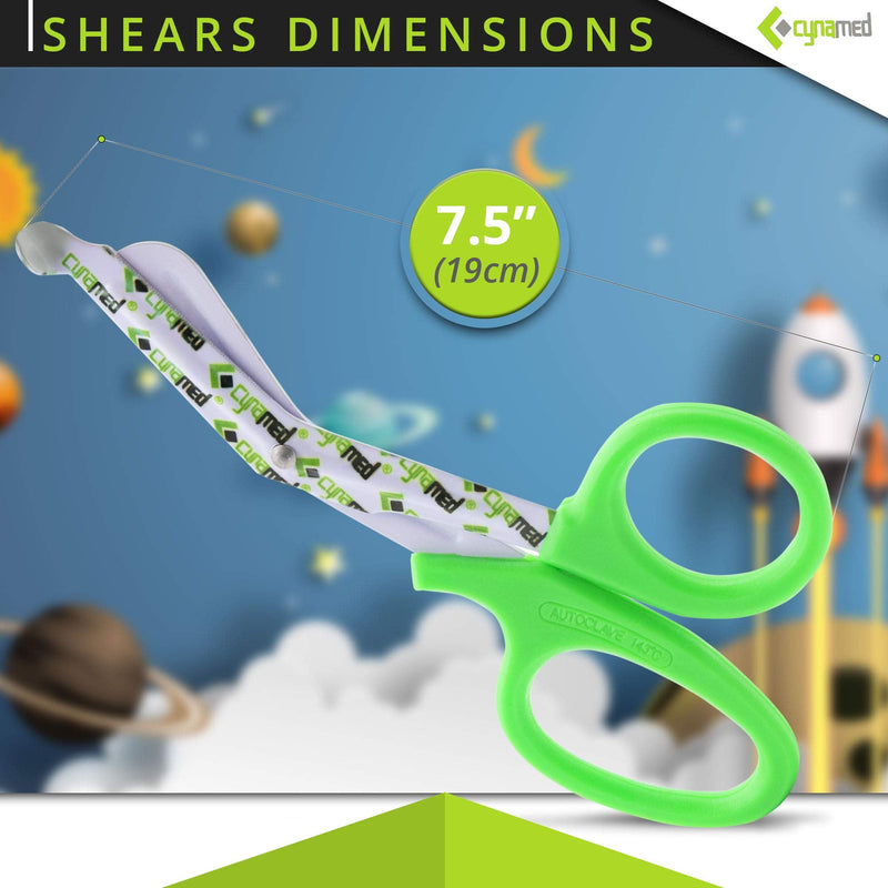 Cynamed Trauma Bandage Shears - Safety Medical Scissors with Blunt Tip and Serrated Blade - Tough and Durable Stainless Steel - Light and Comfortable Grip û Patient-Friendly (Each, Cynamed Green) 1