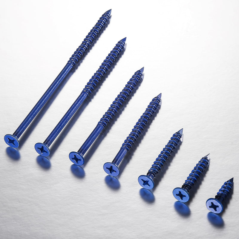 Wensilon (30 PCS) 1/4''x6 Concrete Screw Anchor Blue Flat Head for Anchoring to Masonry, Block or Brick Stucco 1/4"x6" 30