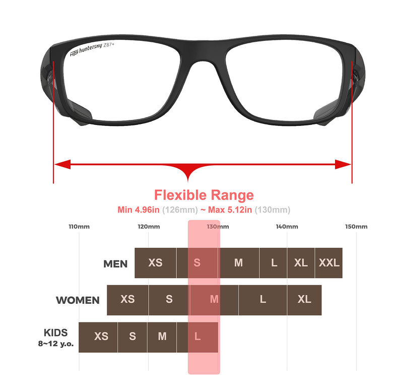HTS HUNTERSKY TR90NZZ Safety Glasses with Side Shield Small Size Women Men ANSI Z87 Anti Fog Scratch Resistant Lab Pickleball Black/Clear 2 Pack