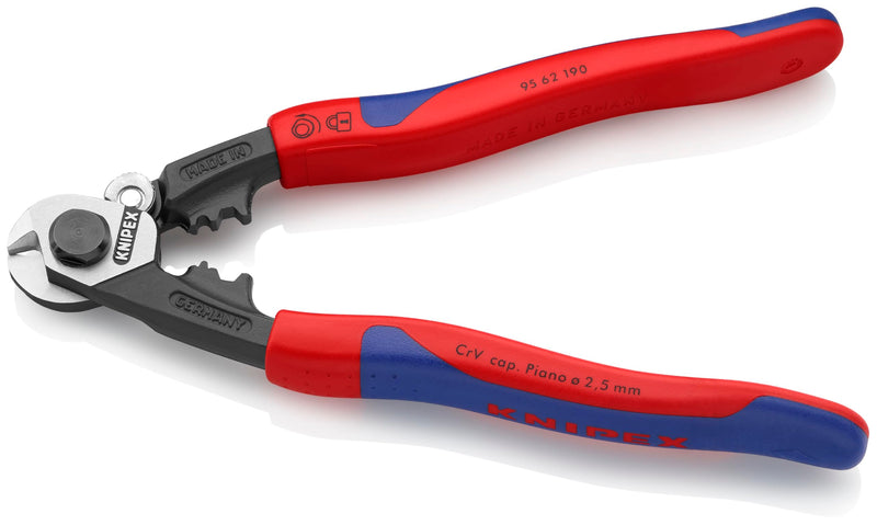 Knipex Tools 95 62 190 Wire Rope Cutters, 7 1/4-Inch, Comfort Grip 7 1/4-Inch, w/ Comfort Grip