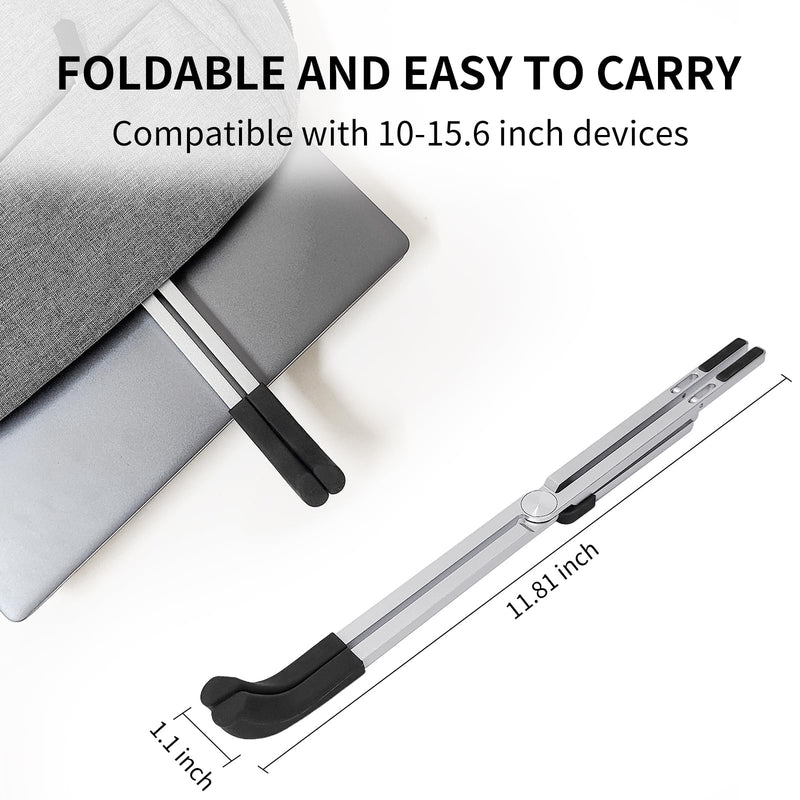 Protable Laptop Stand for Desk,Foldable Laptop Riser Holder,Ventilated Cooling Notebook Mount Computer Stand for 10-15.6” Laptops,Tablets，Aluminum Silver