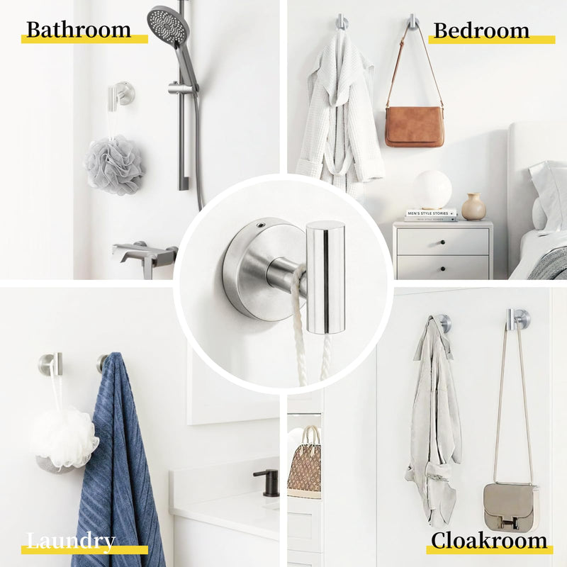 HOMOTEK 4 Pieces Bathroom Accessories Hardware Set, 24 inch Towel Bar, Towel Ring, Robe Hook, Toilet Paper Holder, Stainless Steel Rack Kit Wall Mounted, Brushed Stainless Steel 1 Pack