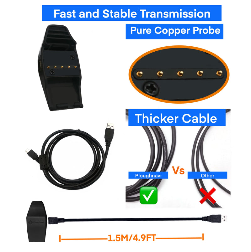 Charger Clip Sync Charger Adapter Cable for Garmin Dog Collar, GarminT5, GarminTT15, GarminTT10, Dog Tracking Collar with GPS Replacement USB Charging Cable Clip, USB Plug.
