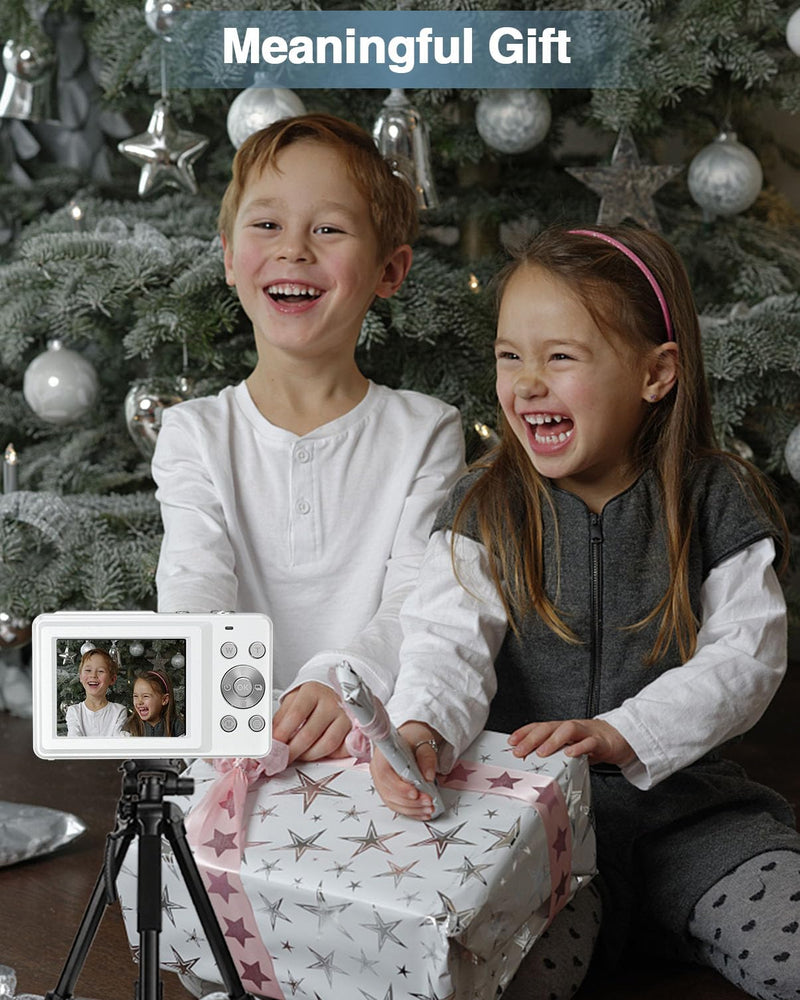Digital Camera, Kids Camera FHD 1080P Point and Shoot Camera with 16X Zoom Anti Shake, Small Compact Camera for Teen Starter Children Kid Student Girl Boy(Pearl White) Pearl White