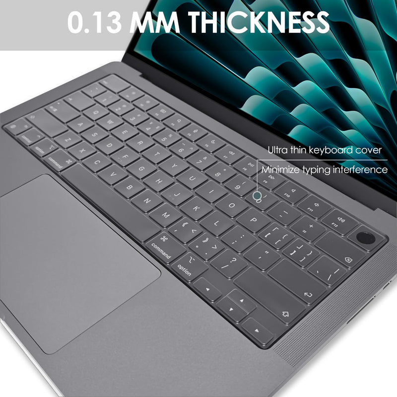 ProElife Keyboard Cover Skin for 2024-2022 MacBook Air 13.6 inch 15.3 inch M3 M2 Chip A2681 A2941 U.S Enter TPU Protector for Newest MacBook Air 13'' 15'' M3 M2 2024 2023 2022 Accessory (Transparent) Transparent