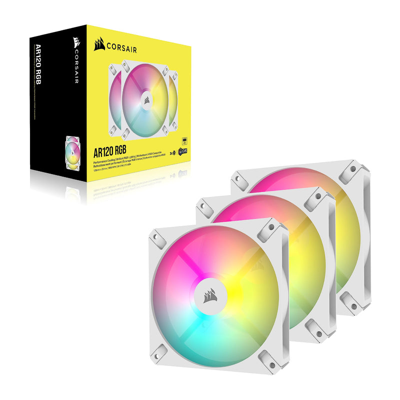 Corsair iCUE AR120 RGB Digital 120mm ARGB Compatible Fan Triple Pack - White Triple (120mm) White