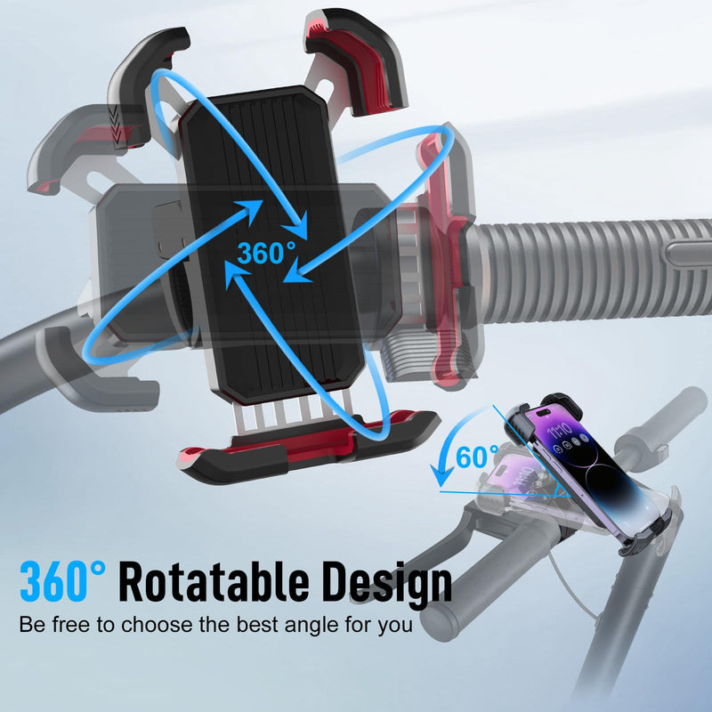Bike Phone Holder, Moman PME1 Universal Motorcycle Phone Mount 360° Rotatable with Quick Release Handlebar Clamp Compatible with iPhone Samsung 4.5”-7.0” Phone, Motorcycle-Phone-Holder-Motorbike-Mount