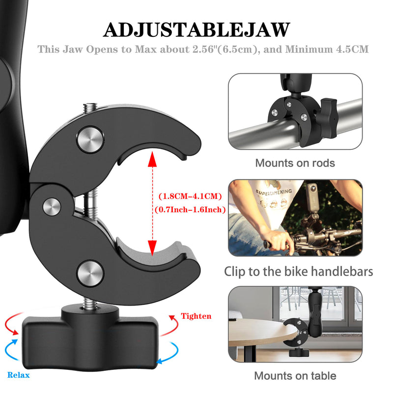 Taisioner Super Camera Clamp Mount 3.6" Socket Arm 360°Ball Head Magic Arm 1/4" Thread for Canon Nikon/Digital Camera/DSLR/Gopro/Insta360/LED Light(Gopro Adapter,Phone Holder) 3.6"Socket Arm