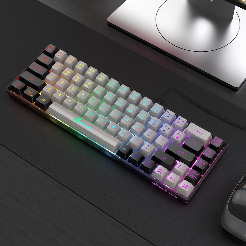 65% Gaming Keyboard, Wired Backlit Mini Keyboard, Ultra-Compact Anti-Ghosting No-Conflict 68 Keys Membrane Gaming Wired Keyboard for PC Laptop Mac Gamer
