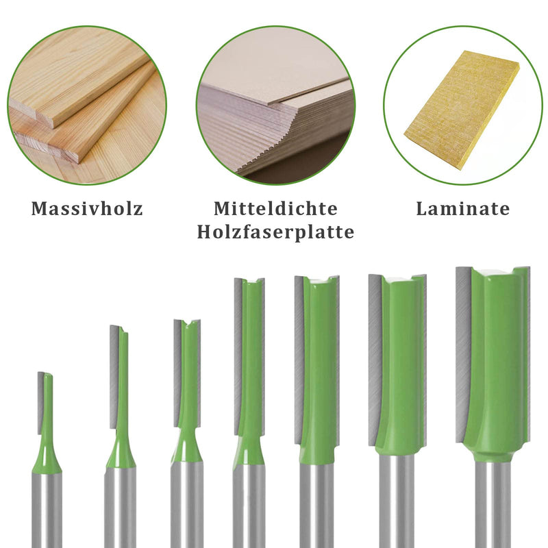 7-piece set of cutters for router, alloy groove cutter 6 mm shank, for wood cutting, DIY woodworking