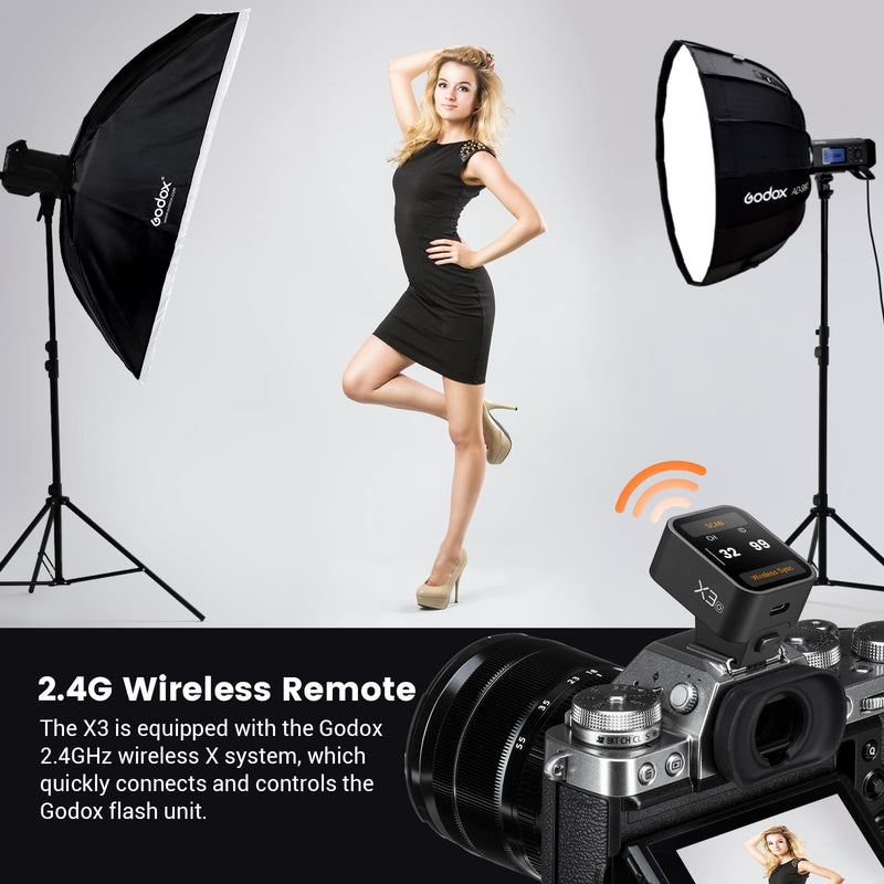 Godox X3O X3-O TTL Wireless Flash Trigger for Olympus Panasonic Camera, 2.4G Wireless Touchscreen Flash Transmitter, Support TTL Auto/Manual/Multi Flash, Built-in Lithium Battery, High-Definit Screen