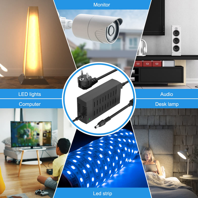 Shentian 100V-240V to 12V power supply switching power supply with 5.5 x 2.5mm DC plug for 5050 3528 LED strip, 3D printer LED driver, CCTV, security system LCD monitor etc. (12V 15A adapter) 12V 15A adapter