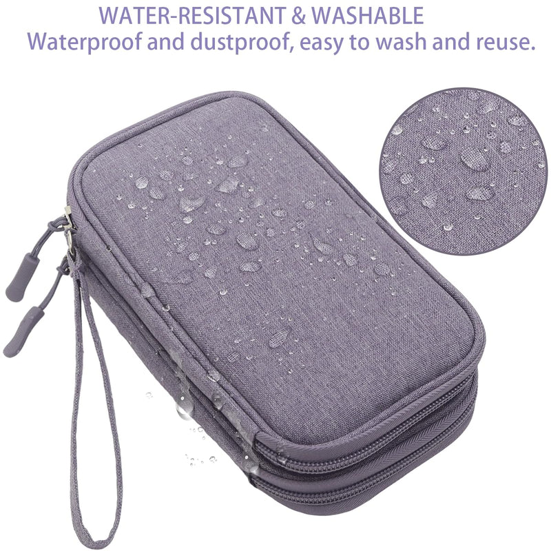 Travel Electronic Organizer Pouch Bag, Waterproof Portable Electronic Accessories Storage Multifunctional Case for USB, Cable, Cord, Charger, Phone, Power Bank, Earphone (Purple, Large) Purple