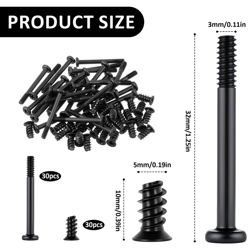 60 PCS pc Fan Screws, Computer Cooling Fan Mount Screws Case Fans Screw Long Short Kit PC Radiator Mount Screw Computer Chassis Fans Components #6-32x30mm 30PCS / M5x10mm 30PCS