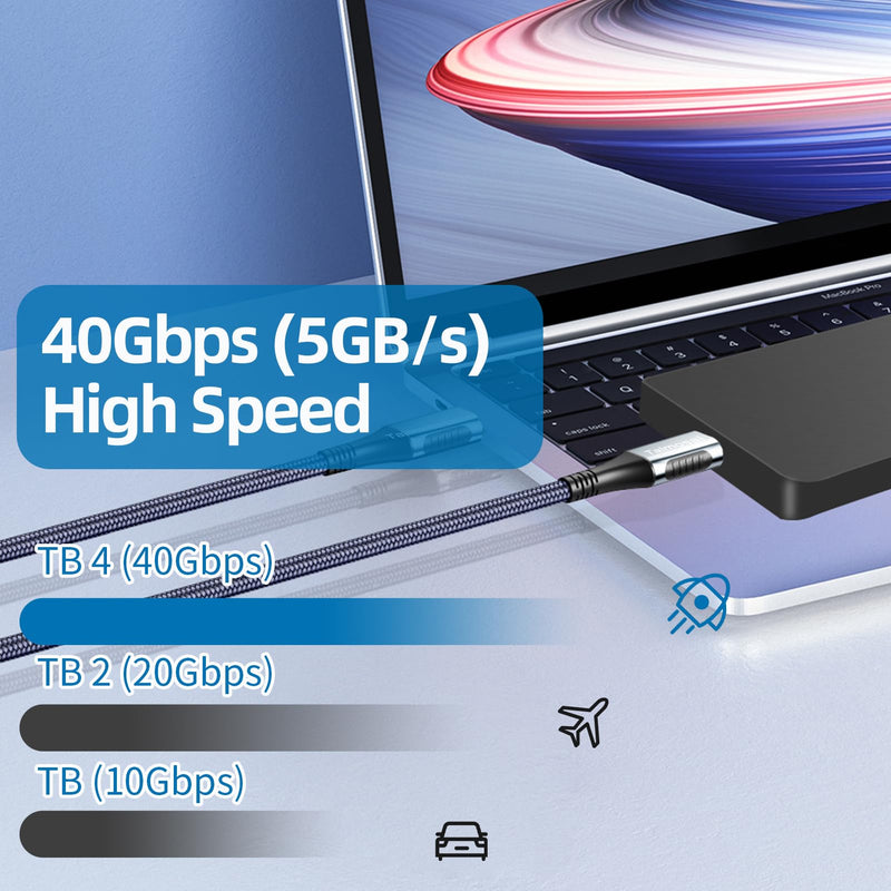 USB4 for Thunderbolt 4 Cable 1.6FT, 2.3FT 3.3FT 4FT 6.6FT 10FT 15FT, Support 8K@60Hz, 4K@144Hz 40Gbps/240W PD Charging for iPhone 17, Mac mini M4 / M4 Pro, MacBook Pro, Docking, eGPU, SSD, Surface Pro 1.6Feet TB4