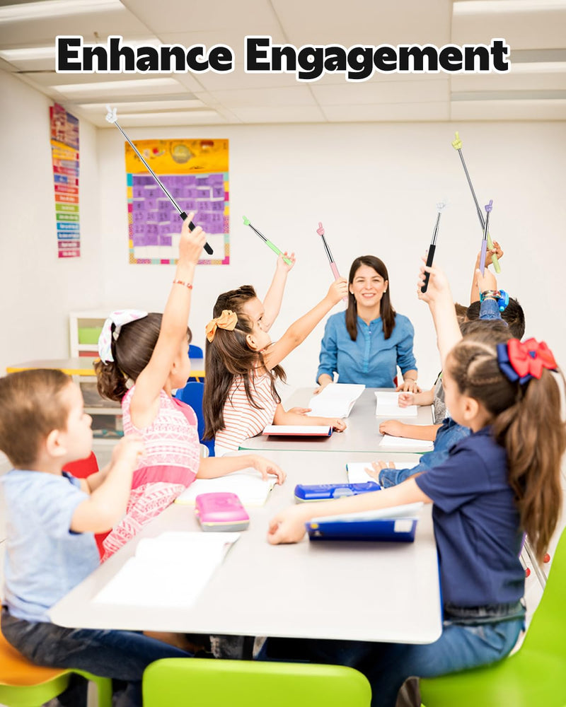 Extendable Finger Pointer Stick, School Collapsible Telescoping Long Hand Pointing Stick, Classroom Must Have Supplies Essentials, Pink Purple Pink, Purple