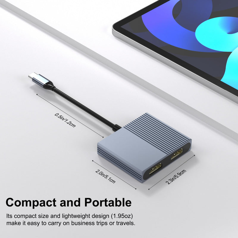 Docking Station Dual Monitor, USB C Docking Station, HDMI Splitter Extended Display, 4K Dual HDMI Adapter for 2 Monitors, HDMI Splitter for Dual Monitors Extended Display, Dual Monitor Adapter