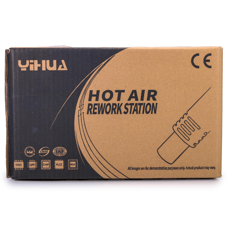 YIHUA 858D hot air soldering station desoldering station 700W for SMD soldering and desoldering with adjustable temperature and air volume, PID temperature control, auto start/stop function, hot air nozzles (EU PLUG)