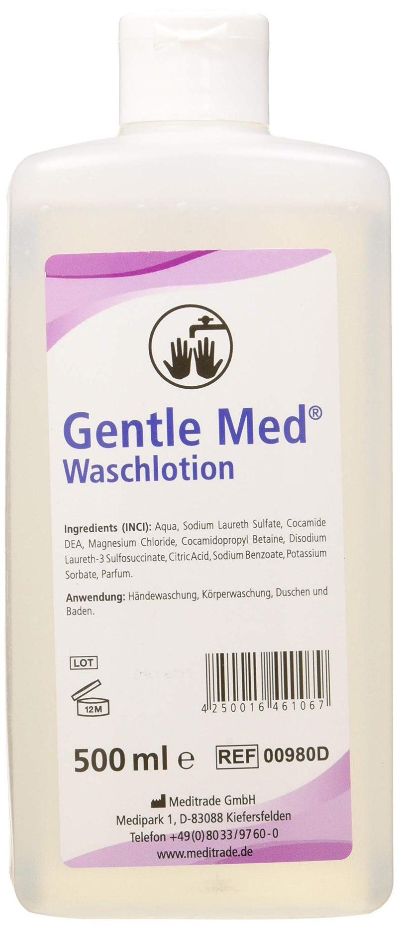 Meditrade 00980D Gentle Med washing lotion, 500 mL bottle