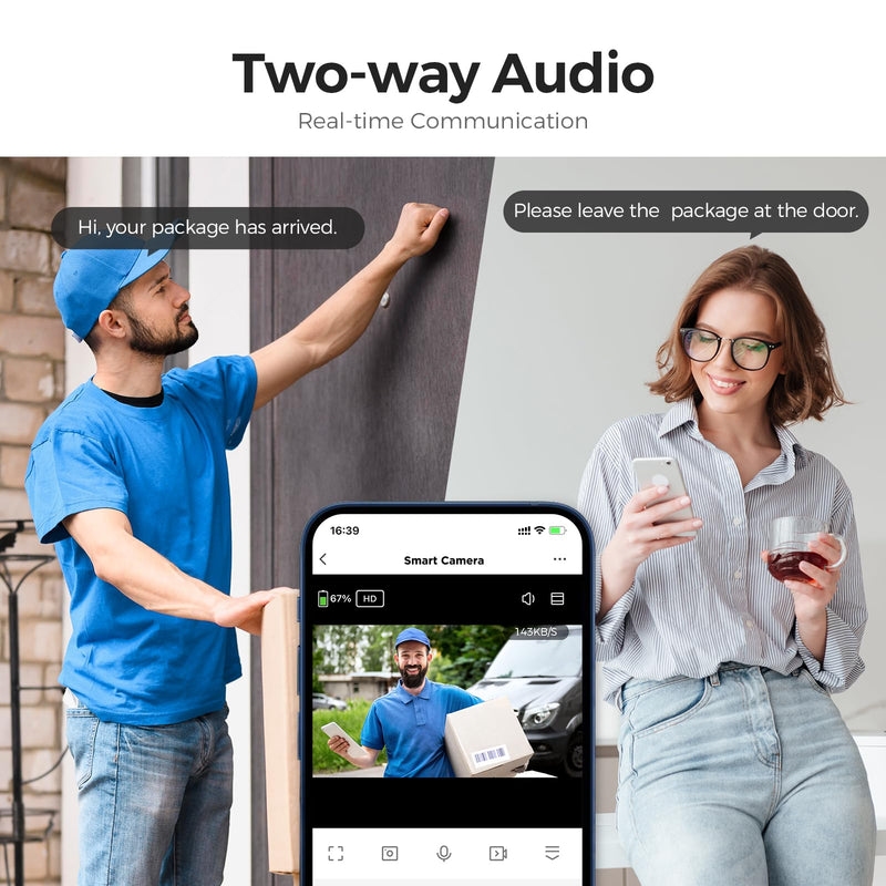 ARPHA 2K Solar Security Cameras Wireless Outdoor, Solar Security Camera, 2.4GHz Wi-Fi Cameras for Home Security, Continuous Power, Removable Battery, Color Night Vision,Waterproof,Works with Aleax