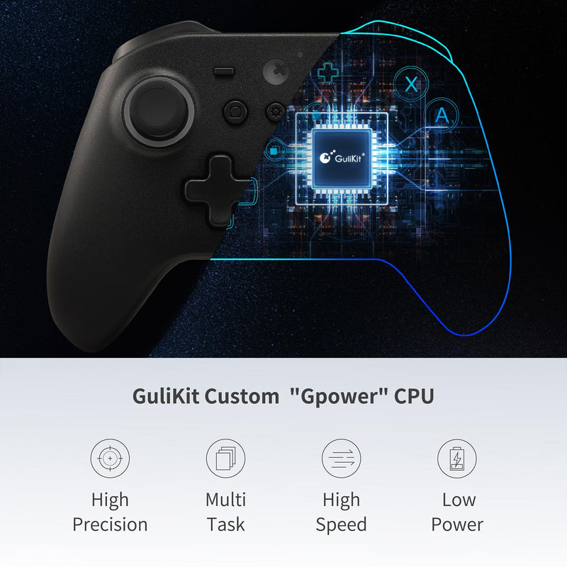 GuliKit KK3 PRO Controller Kingkong 3 Pro Switch Controller (No Drift) for Switch/PC/Android/MacOS/IOS Hall Joysticks and Triggers, Maglev/Rotor/HD Vibration (Black) KK3 PRO (Black)