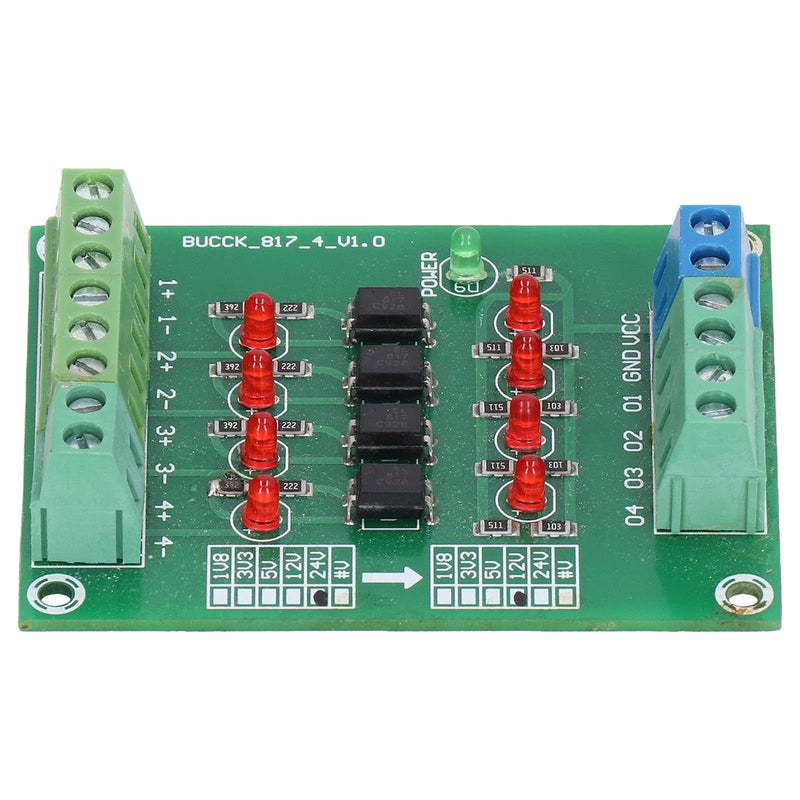 Fyearfly Optocoupler Isolation Card, 4-Channel Optocoupler Isolation Module 24V to 5V PLC Signal Level Voltage Converter Electrical Component, for Pnp to Npn Conversion