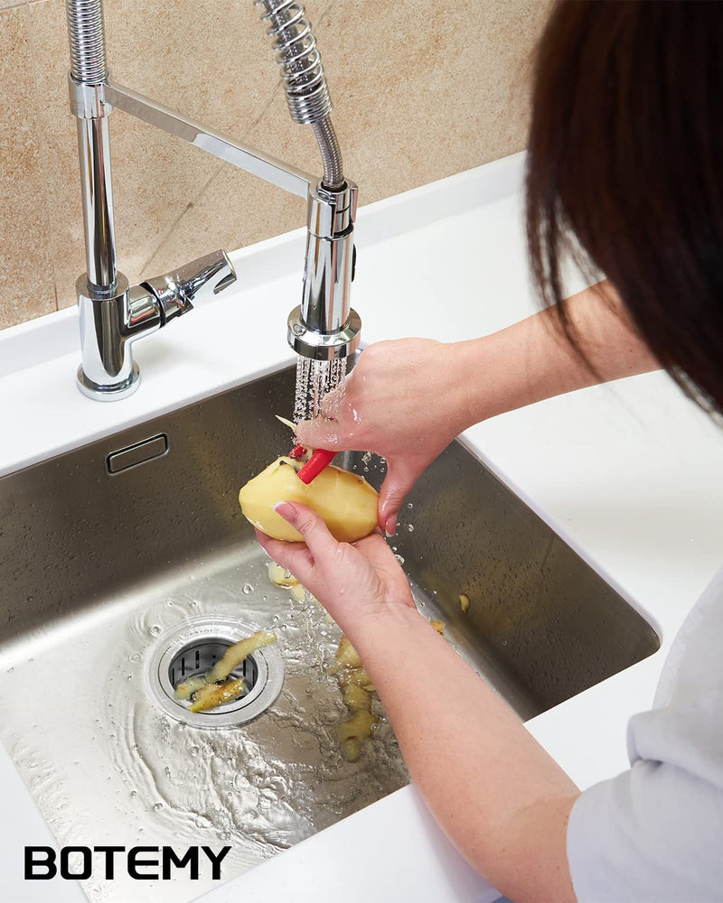 BOTEMY Extended Garbage Disposal Flange Basket Strainer Stopper, Deep 304 Stainless Steel Kitchen Sink Flange for 3-1/2 Inch Standard Sink Drain Hole, Brushed Deep Sink Disposal Flange Stopper Extended Sink Flange and Strainer