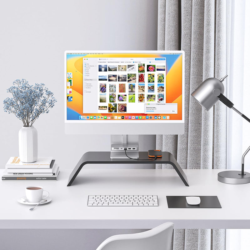 Minisopuru iMac Accessories for i Mac M1/M3/M4, USB C Hub for iMac2021/2023/2024 with USB A/C 10Gbps, SD/TF, iMac Adapter Compatible with iMac24 inch and Studio Display 27 Inches, Silver.