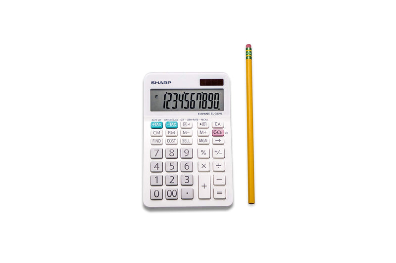 Sharp EL-330WB Standard Function Basic Desktop Calculator, Large Display, For Home and Office, Dual Power, Solar and Battery